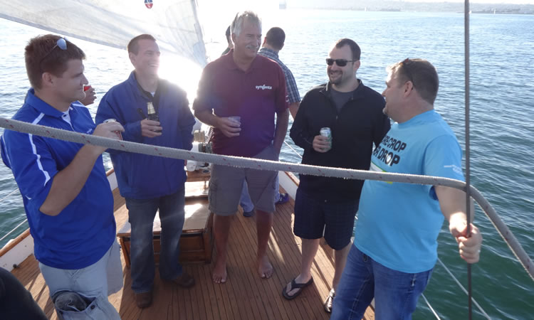 San Diego corporate charters - hanging out on Jada's deck.