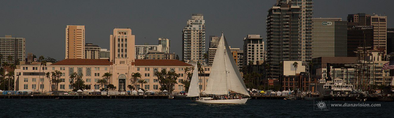 JADA full sails downtown San Diego in front of the San Diego County Board